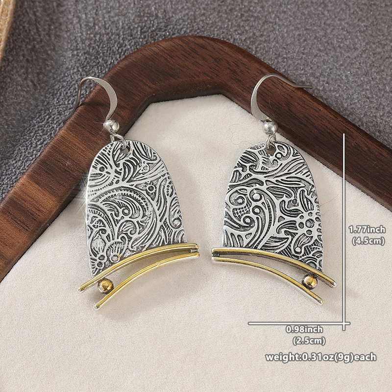 Women's Vintage Pattern Carved Irregular Pendant Earrings