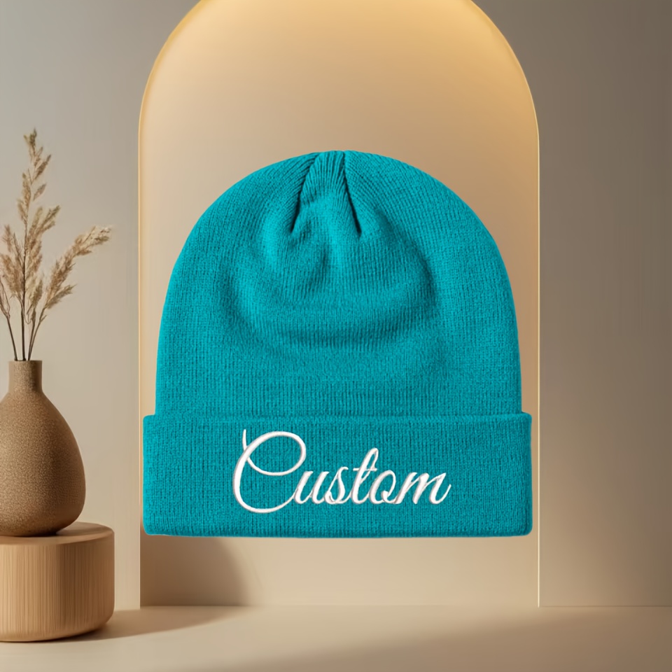 TEMU Personalized Embroidered Name/letter Winter Hat, Multi-functional Hat For Female Students, With A Lightweight That Customized With Or Name.
