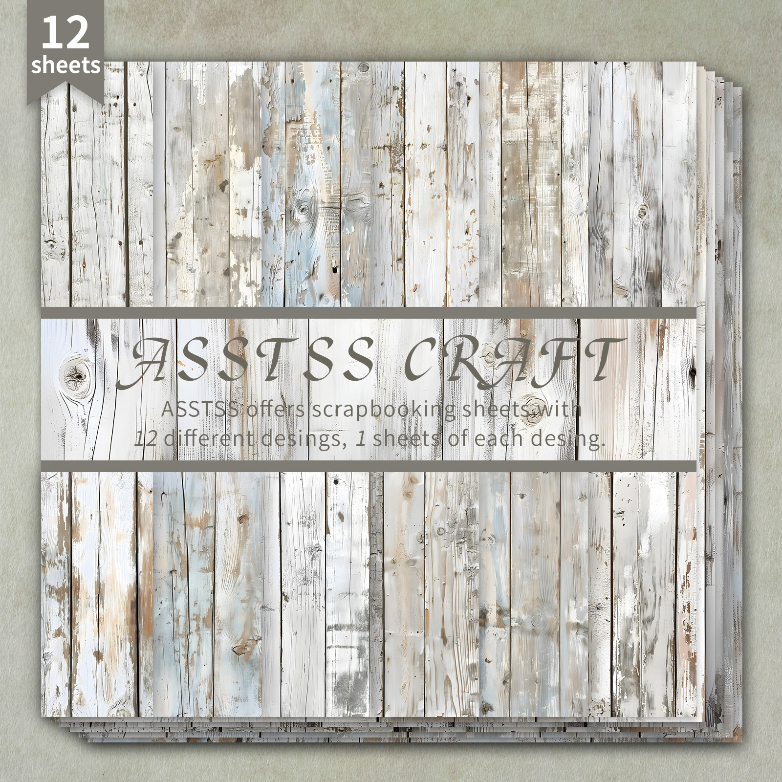TEMU A 12-sheet Scrapbooking Paper Pad Measuring 6 By 6 Inches, Featuring A Vintage Design In A Rustic Retro Farmhouse Style. This Heavyweight