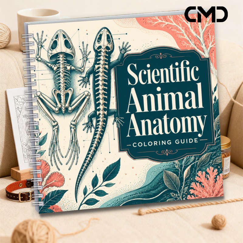 TEMU 1pc 20x20cm 24 Pages Single-sided Printed And Easy Mandala Relax Adult Coloring Book For Women, Vintage Scientific Animal Skeleton Anatomy