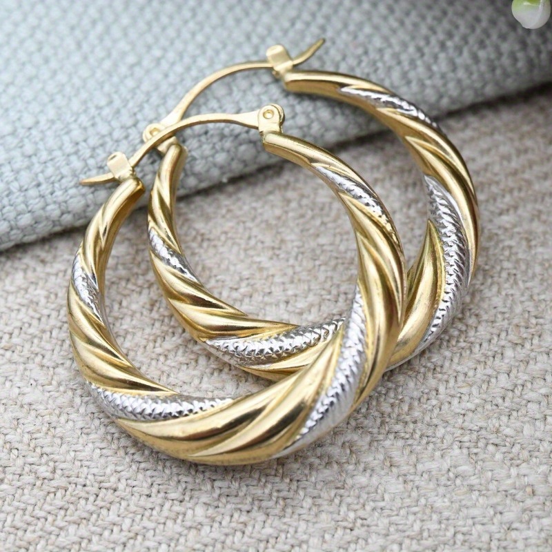 TEMU 1 Pair Of Women's Fashionable Hoop Earrings, Middle Eastern Style Vintage Bohemian Twist Circle Earrings For Daily Casual And Party Wear Ramadan Additions