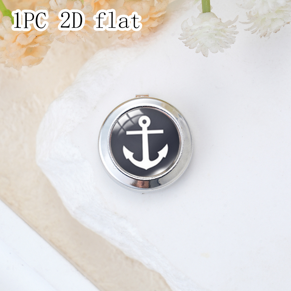 TEMU 1 Pack Anchor Pattern 2d Flat Time Gem Glass Shirt Decorative , Round Metal Texture Detachable Button, Versatile For Shirts, Niche Exquisite