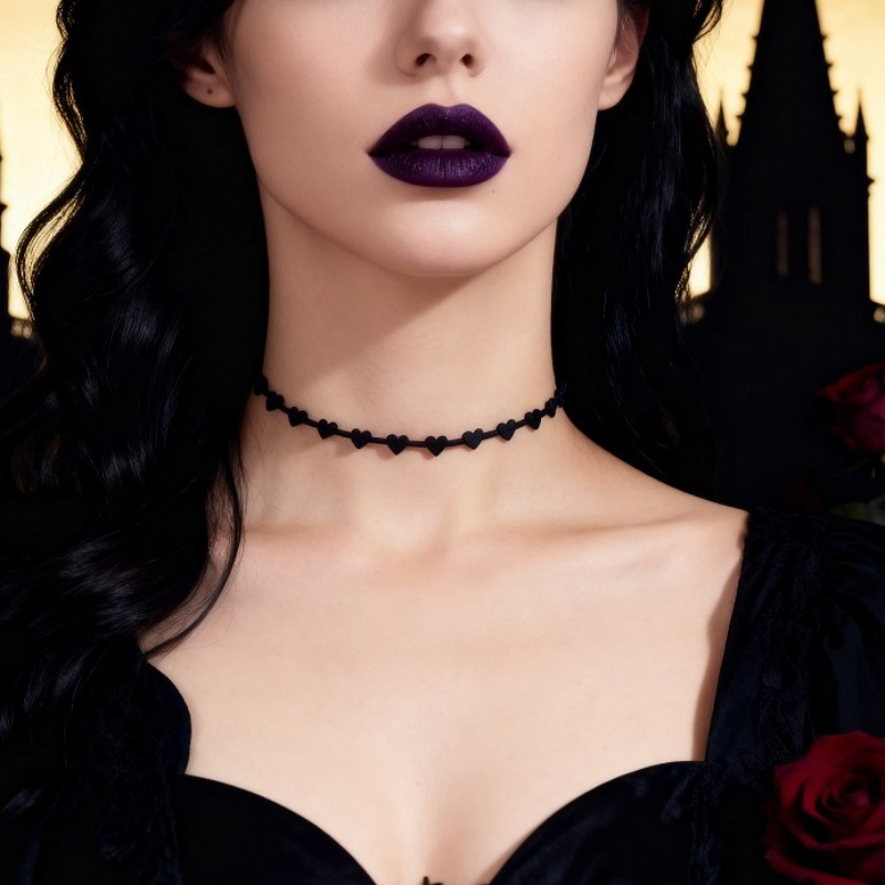 1pc Sweet Cool Gothic Style Dark Aesthetic Mini Heart Neck Chain Women's Jewelry Suitable For Ladies' Daily Gathering Outfit Gift For Friend Special Present Halloween Present