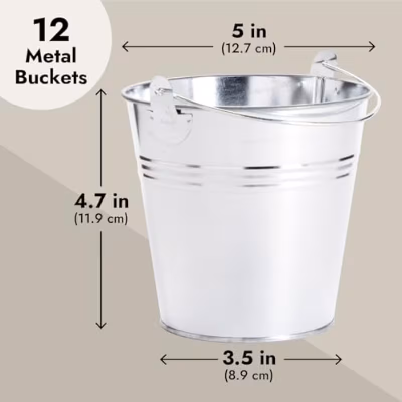 12pcs pack rustic galvanized metal buckets with handles heavy duty small tin pails suitable for party decorations farmhouse decor wedding favors flower pots Product details 4