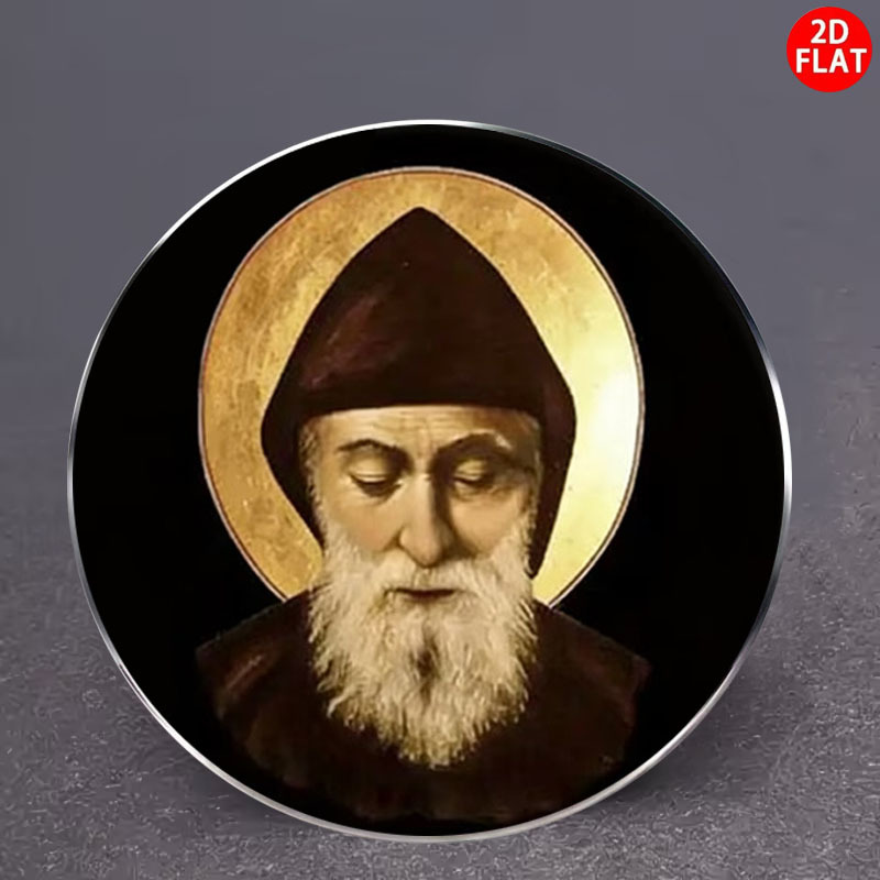 2D Flat Religious Saint Pattern Stainless Steel Brooch, Collar Pin