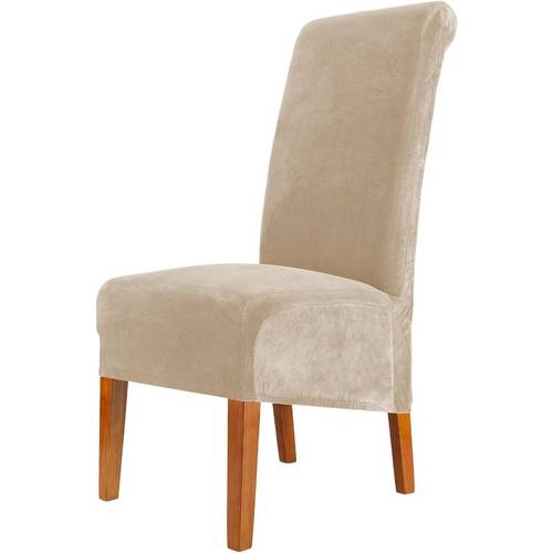 velvet dining chair covers stretch large chair slipcover spandex cover elastic washable removable xl chair protector set of 2 beige