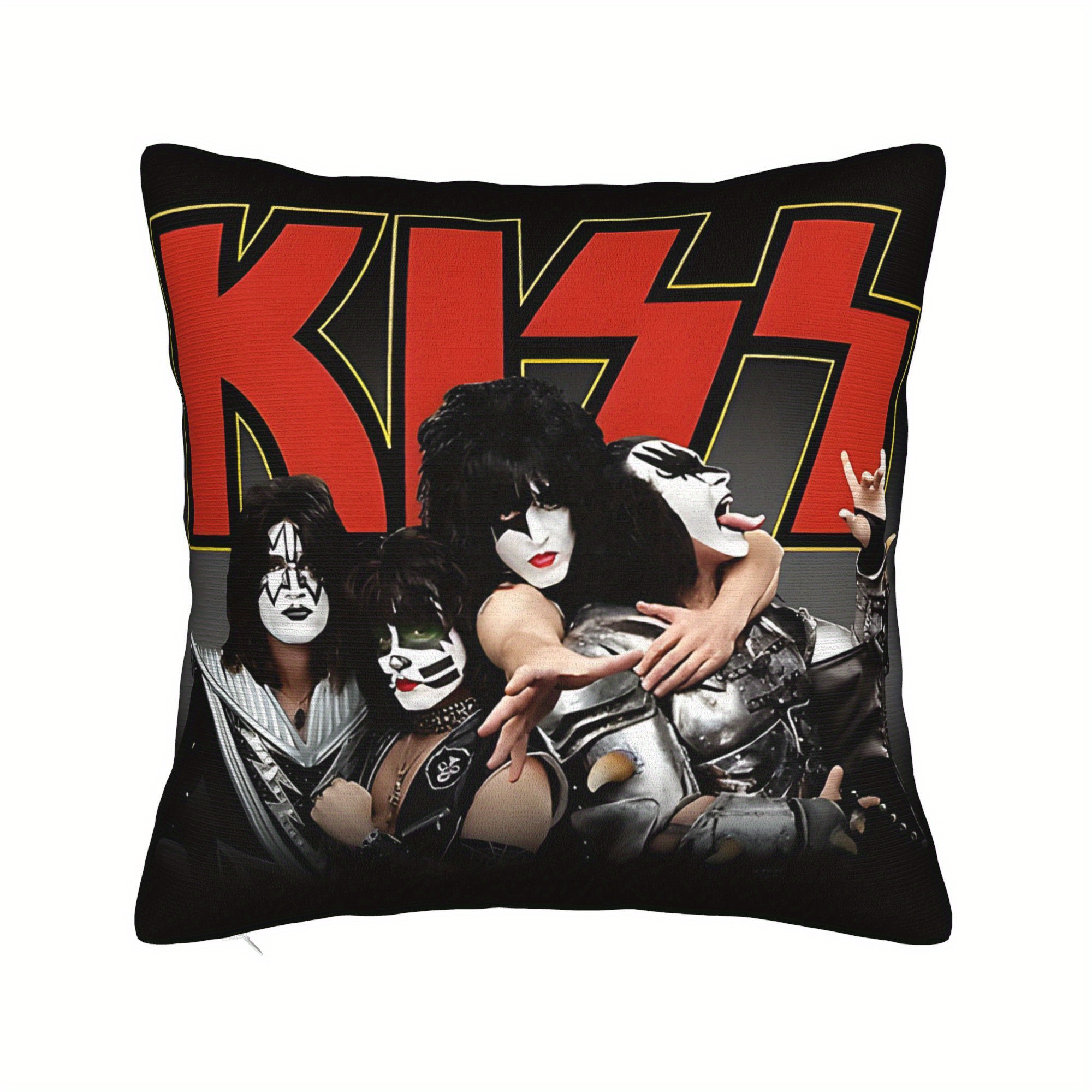 

1pc Graphic Throw Pillow Cover, Rock Style, Polyester, Machine Washable, Zipper Closure, Woven Decorative For Room Types
