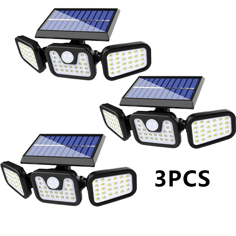 

3pcs Solar Outdoor Lights With 270° , Adjustable & Ip44 Waterproof - Porch, Street & Lighting