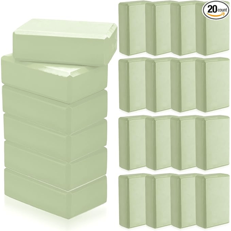 20pcs yoga blocks bulk 9 x 6 x 3 inch high density bricks to   strength flexibility balance soft non slip gymnastic blocks for yoga sports light green
