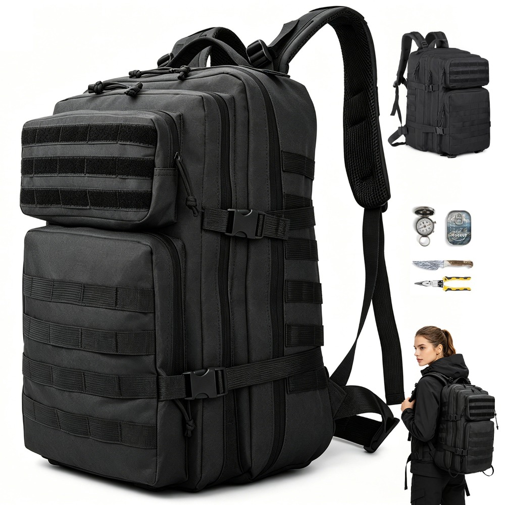 1pc 45l 5-grid Backpack With Adjustable Shoulder Straps And Multifunctional Partition Structure Suitable For Outdoor Adventure, Hiking, Camping Training, Short Trips, And Other Activities