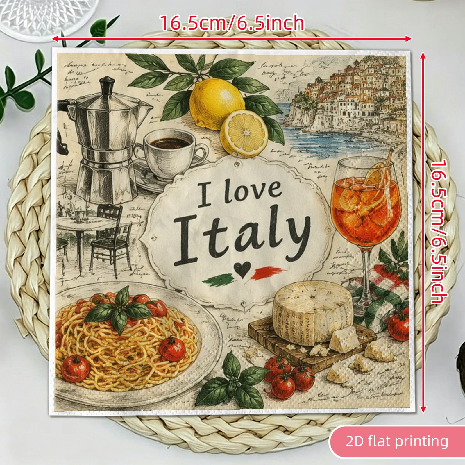 TEMU 2d Flat 20pcs, Wine Pattern Disposable Cocktail Napkins