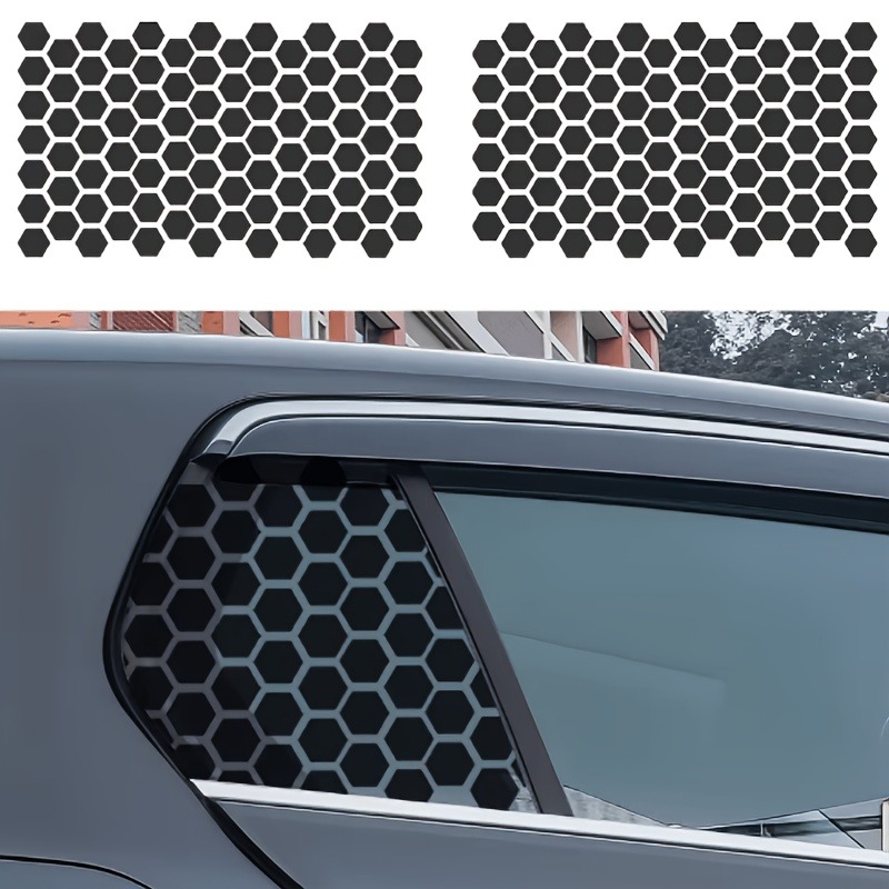 TEMU 2pcs Universal Hexagonal Honeycomb Vinyl Car Window Stickers, Self-adhesive Scratch-resistant Durable Decals, Classic Pattern Side Window