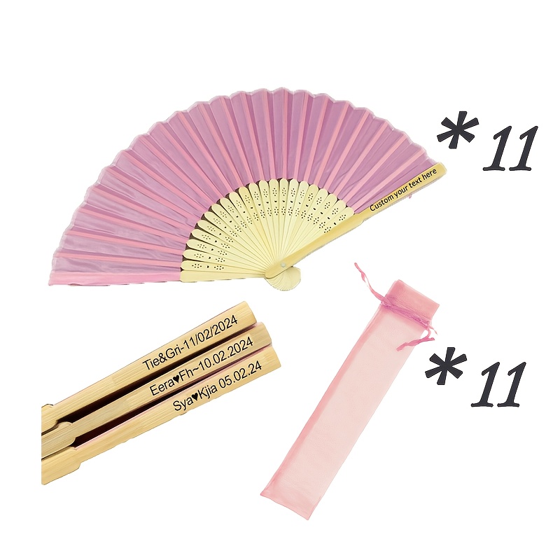 TEMU Set di ventagli da 22 pz/88 pz personalizzati con incisione in stile francese per matrimonio, pannelli per ventagli di qualit�, borsa regalo -