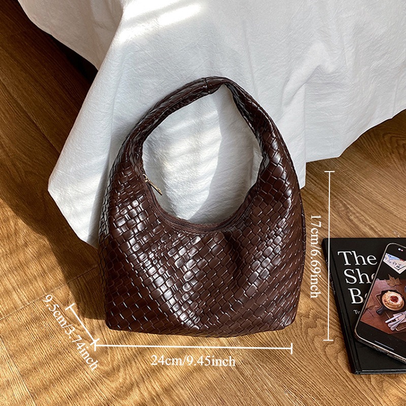 TEMU Nieuwe Niche Casual Minimalistische Kleur Dumpling Tas Handtas, Hoogwaardige Stijlvolle Damentas, Veelzijdige Draagtas, Multifunctionele Make-up