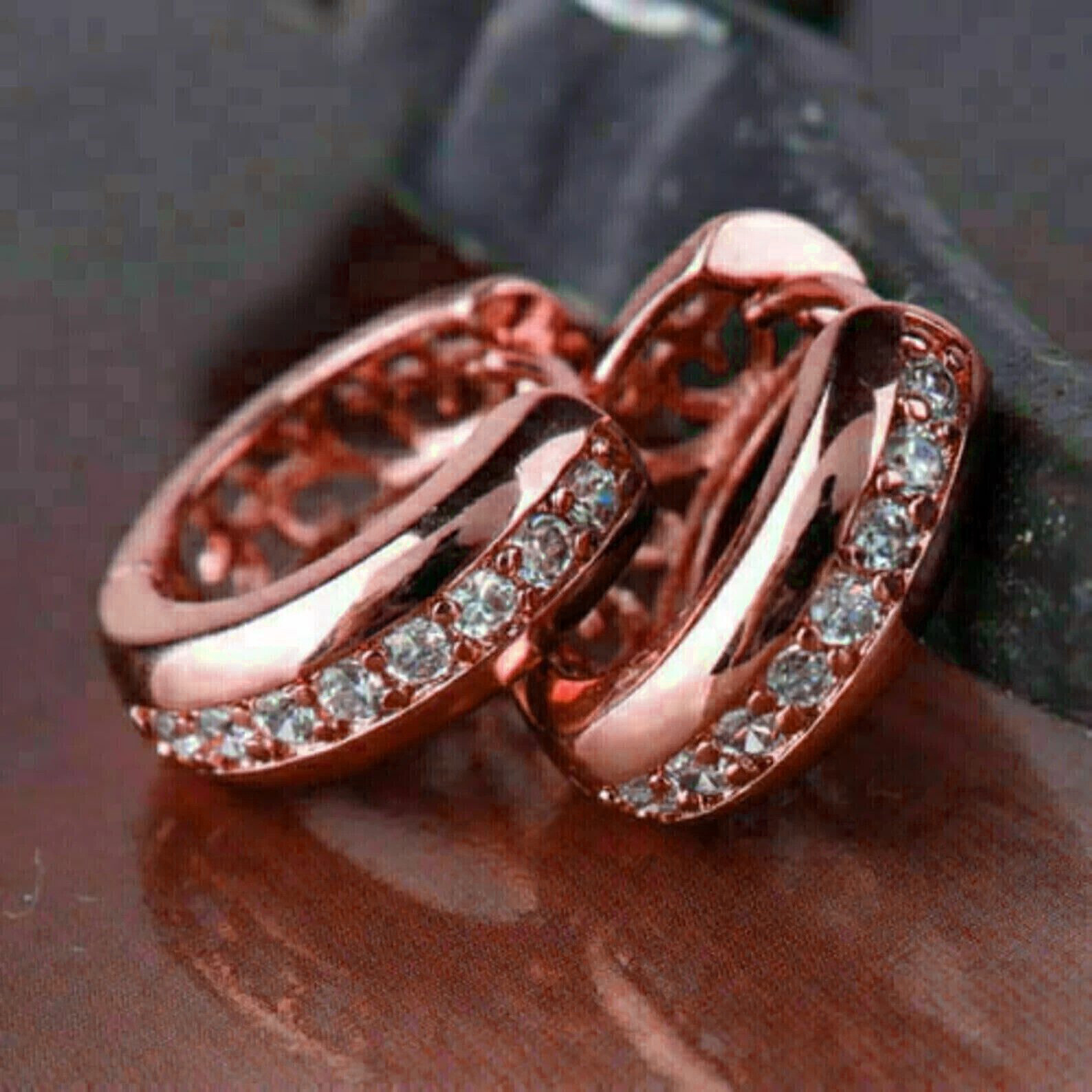 E-shop Klassische elegante Eingefügte Synthetische Zirkonia Roségoldene Kreis Ohrringe für Damen Tägliche Freizeit Urlaubs Mode Ohrringe Erweiterungen