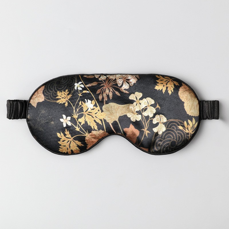 TEMU Color Eye Mask Sleep Blackout, Travel Essential Unisex Multi-style Night Satin Sleep Mask Chinese Style Printed Pattern Fashion Trendy Style