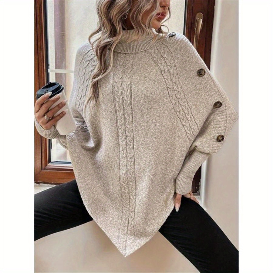 

Women's Winter Sweaters Warm Stylish Solid Ribbed Turtle Neck Long Sleeve Pullover Sweaters Loose Casual Knit Tops