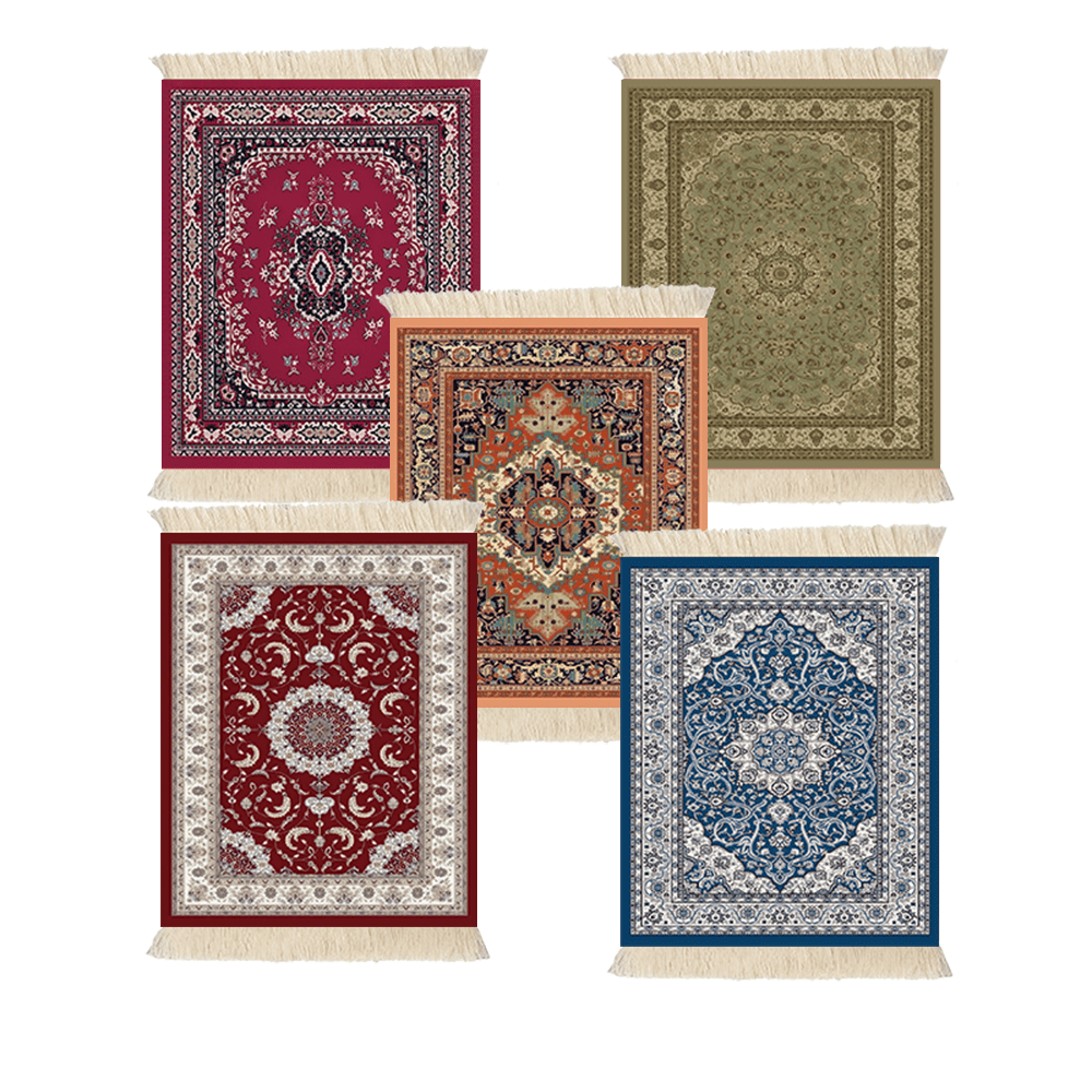 TEMU 5pcs Set Of Coaster Mats With Persian Style Carpet Pattern Theme, 3.54 X 4.33 Inches, Suitable For Drinks And Coffee. Water-absorbent, Ideal For