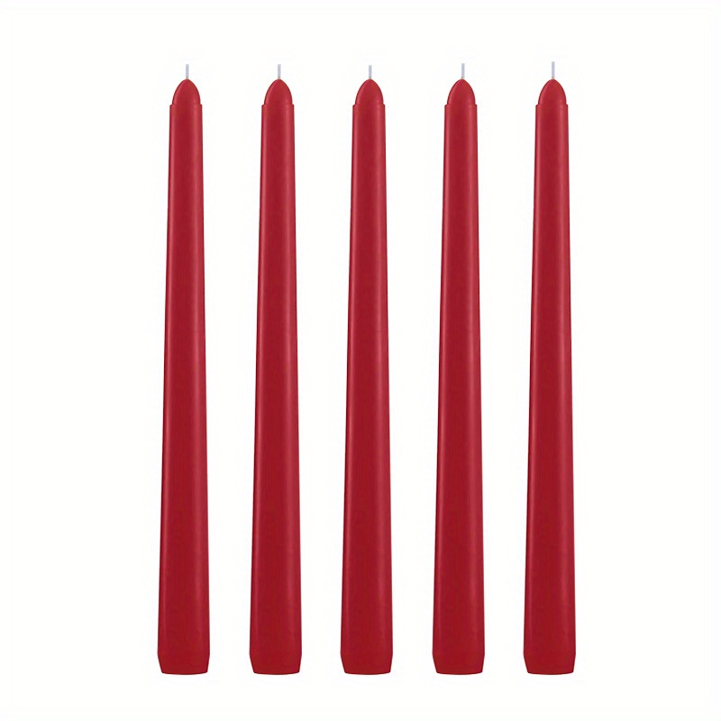Image of 5pcs Set Red Cone Candle Fragrance-free 10-inch Drip-free Candle Holder, Suitable For Dining-table Decoration- , Christmas, Halloween