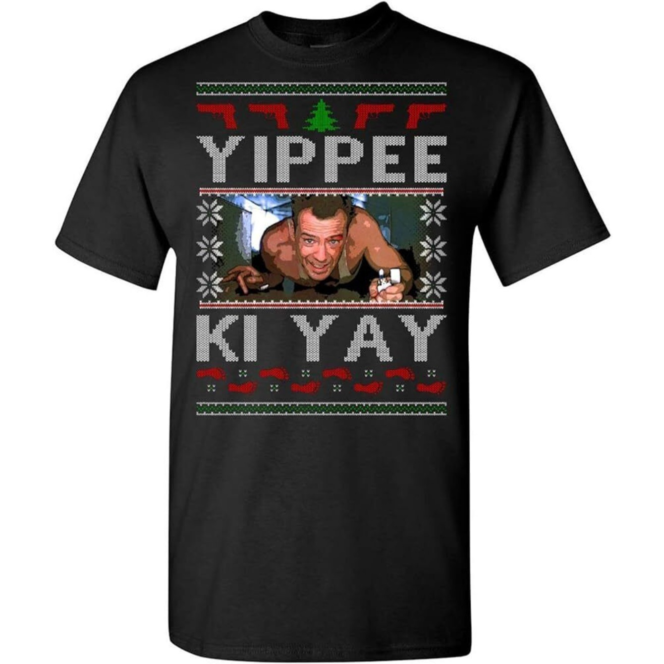 

Christmas T-shirt - " Ki Yay" Graphic, Soft Cotton, Casual Fit, Machine Washable, Round Neck Tee For Adults