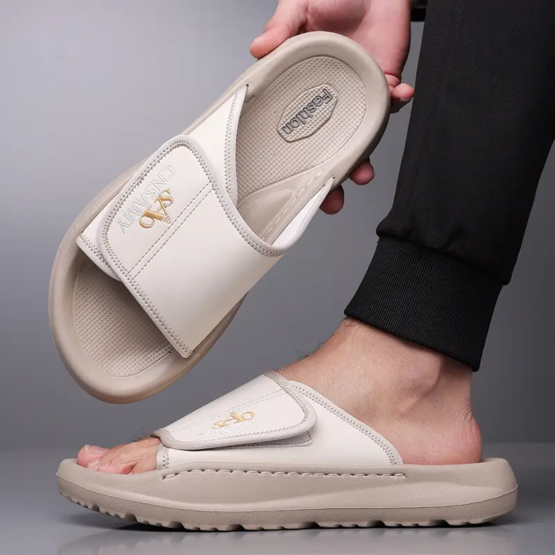 mens home bathroom slippers 2025 new lightweight quick dry mens sandals fashion open toe slides for indoor outdoor beach and casual wear sole non slip solid color round toe stylish anti skid flip flops comfortable thick soled summer durable eva material unisex design everyday use car friendly slip resistant house slippers 2pcs set 1pc shoe 1pc bag Product details 24