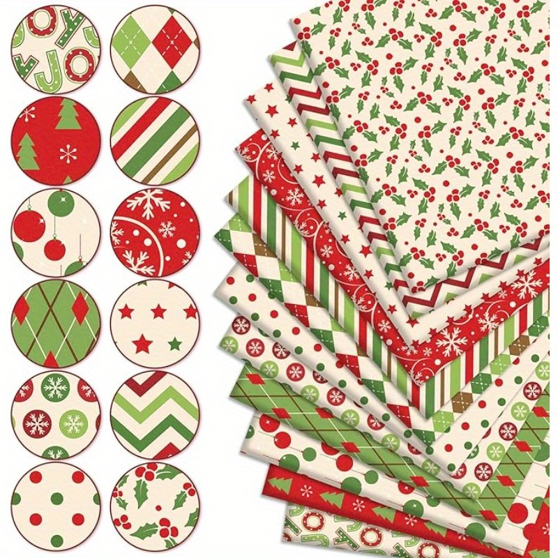TEMU 10pcs 20x25cm (7.87x9.84in) Christmas-themed Series, Printed Hand-sewn Fabric, Hand-sewn , Strips For Diy Crafts, Including Sets With Different