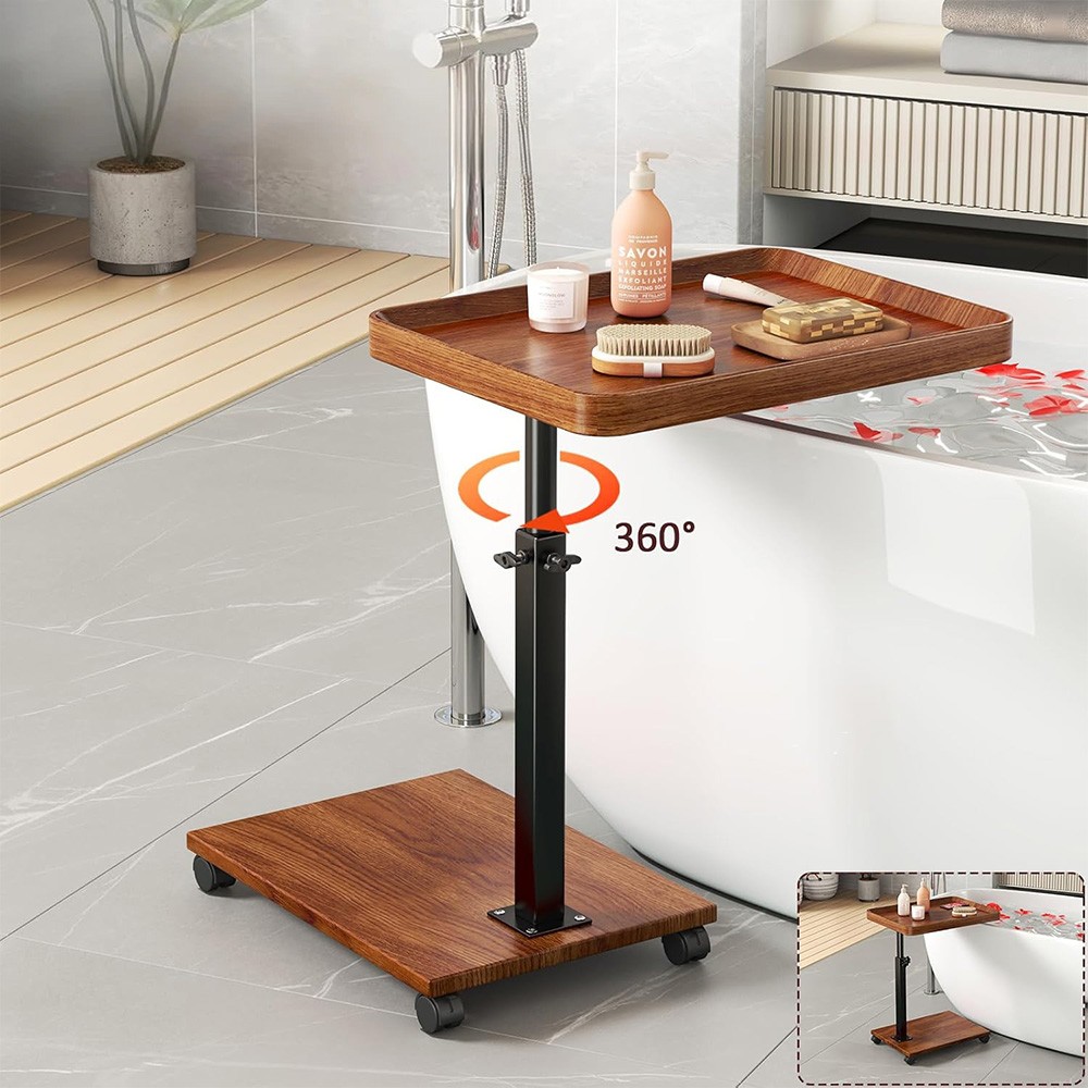 Adjustable Height Heavy-duty Side Table With Wheels - Modern Coffee Table Suitable For Sofa, Bed, Desk, - Assembly Bedside Table For Small Spaces, Rolling Cart Furniture