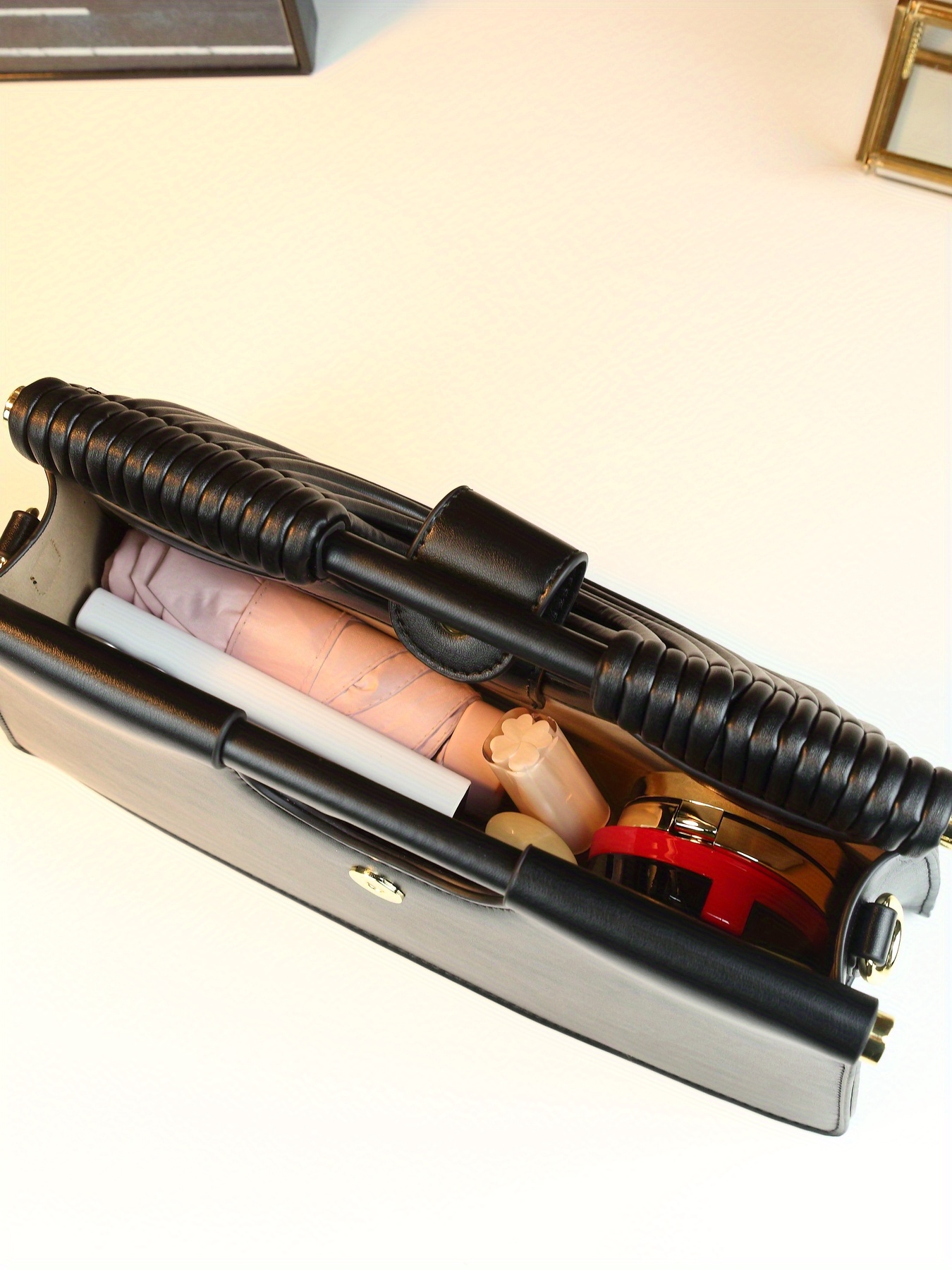 Stylish Solid Color Line Design Handheld Small Square Evening Bag for Women