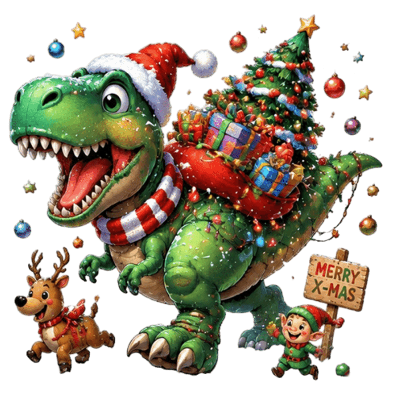 TEMU 1pc 2d Flat Pattern, Christmas Window Stickers Glass Static Cling, Window Decals, Glass Murals, Window Stickers Christmas Dinosaur Back Tree