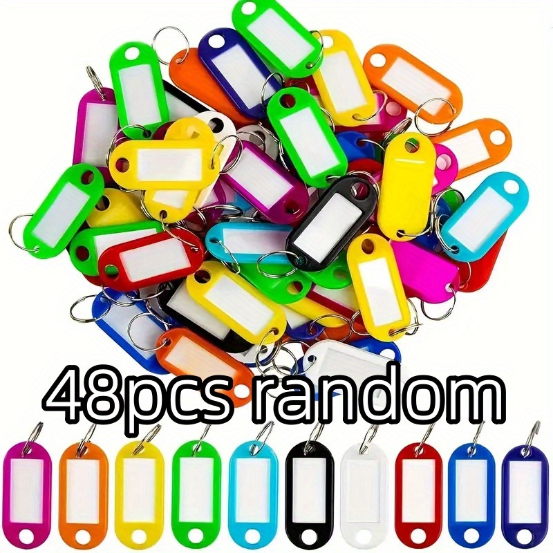 TEMU Lot de 48 porte-clés en plastique coloré de couleur aléatoire pour bagages, vierges, avec numéro d'hôtel pour classification