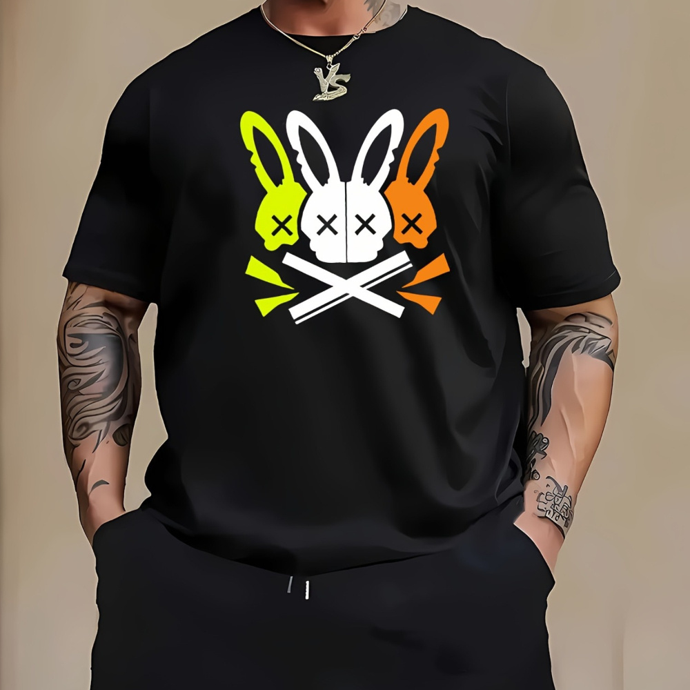 

Men' Trend Cotton Round Neck Casual Short Sleeve Men T-shirt 180g Men's Casual Cotton Tropical Rabbit Printed Gifts For Men Jwx