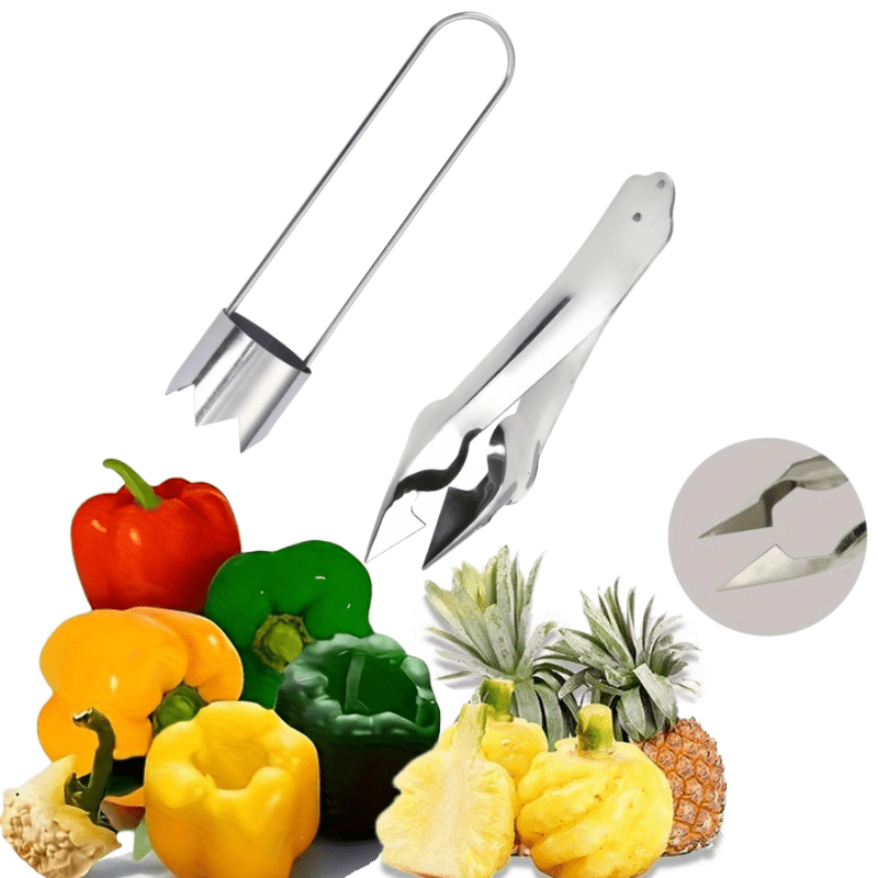 TEMU 2pcs Kitchen Tool Set, Stainless Steel Pineapple Clip, Fruit Core Extraction Set, Pineapple Peeler, Household Seed Remover, Pineapple Special