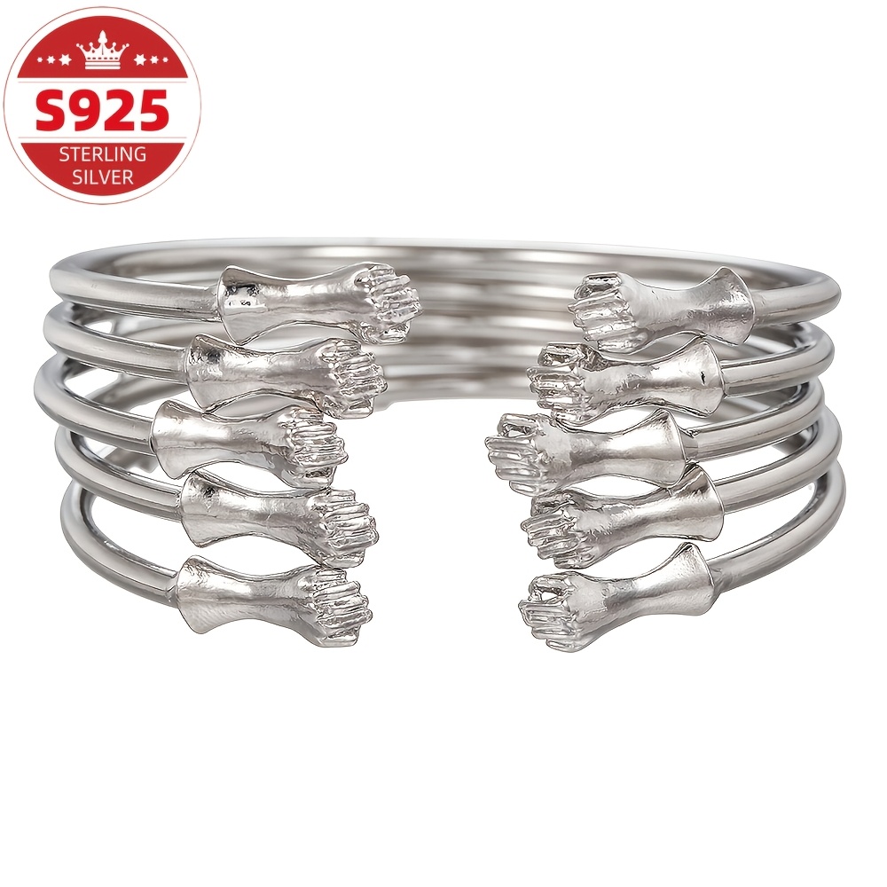TEMU 5pcs Exquisite And Elegant S Silver Exaggerated Opening Bracelet, Fashionable Boxer Bracelet, Men's And Women's Jewelry, Essential For, Perfect