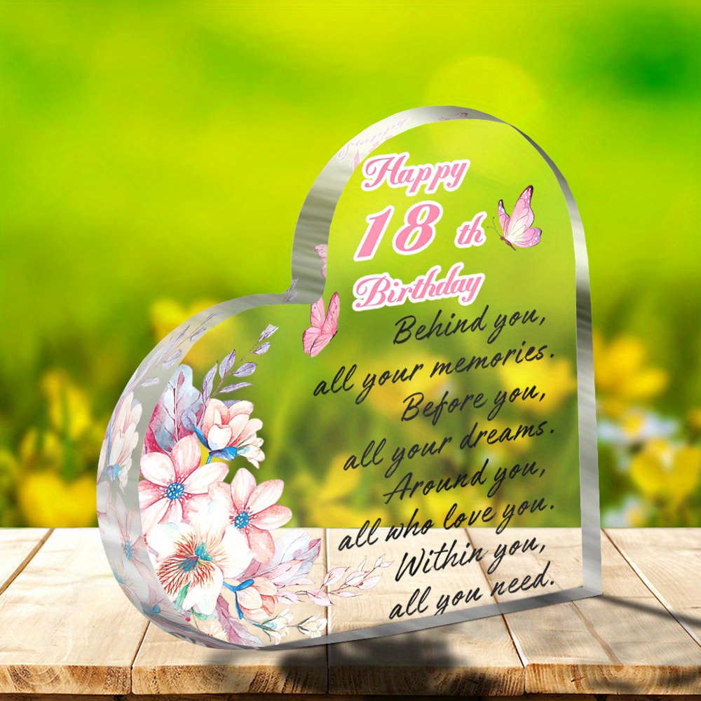 Geburtstagskarte Zum 18. Für Mädchen – Mit Herz & Blumen, 15,5x15,5 Cm, Blanko Innen, Inkl. Umschlag