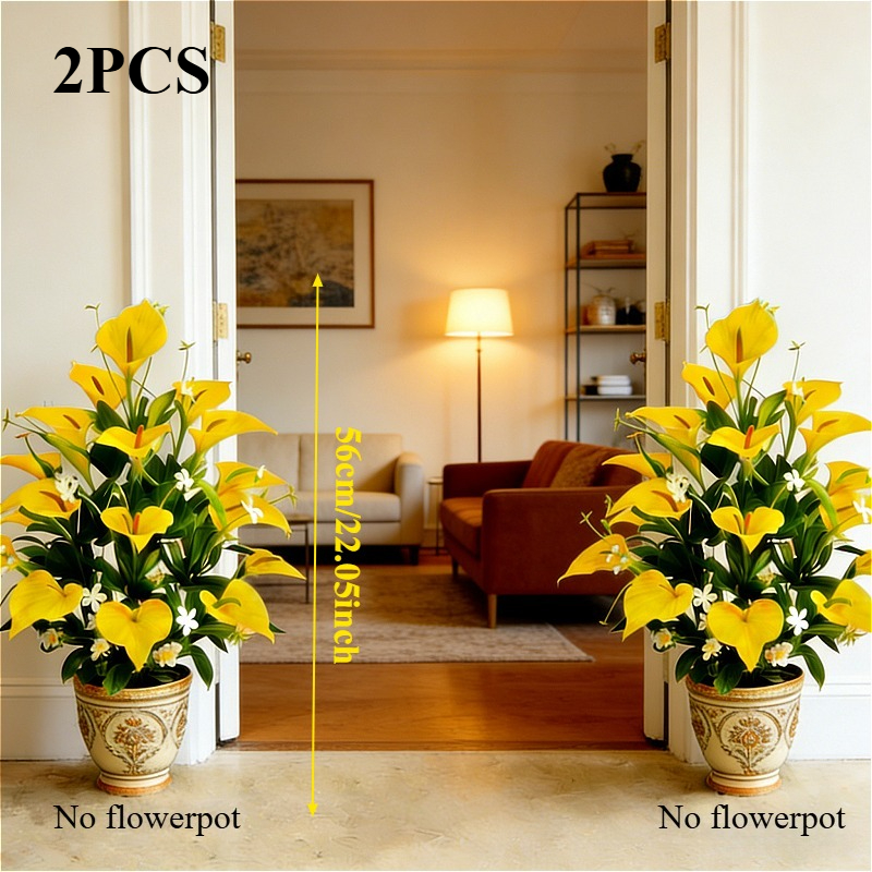 Image of 2pcs High-end Realistic 36-flower Simulation Calla Lily, Full Of Romantic Charm, Suitable For Indoor/outdoor Decoration In Hotels, Homes, Offices, Gardens, Weddings, Housewarming