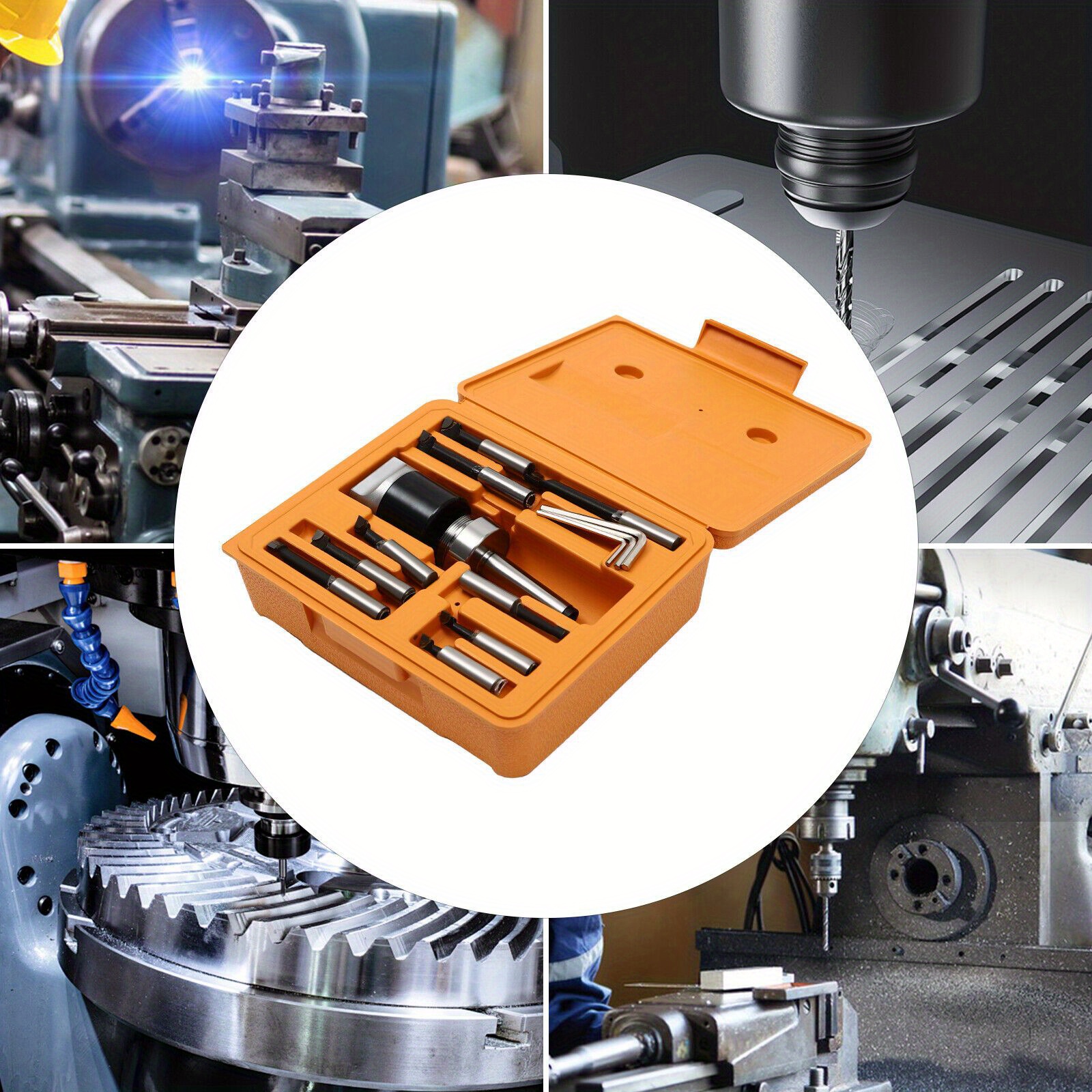 TEMU 9pcs Boring Head Boring Head Mk2/ M10 Carbide Boring Bars Boring Bars Milling Machine Accessories Milling Cutter Set With Boring Bars + Case,