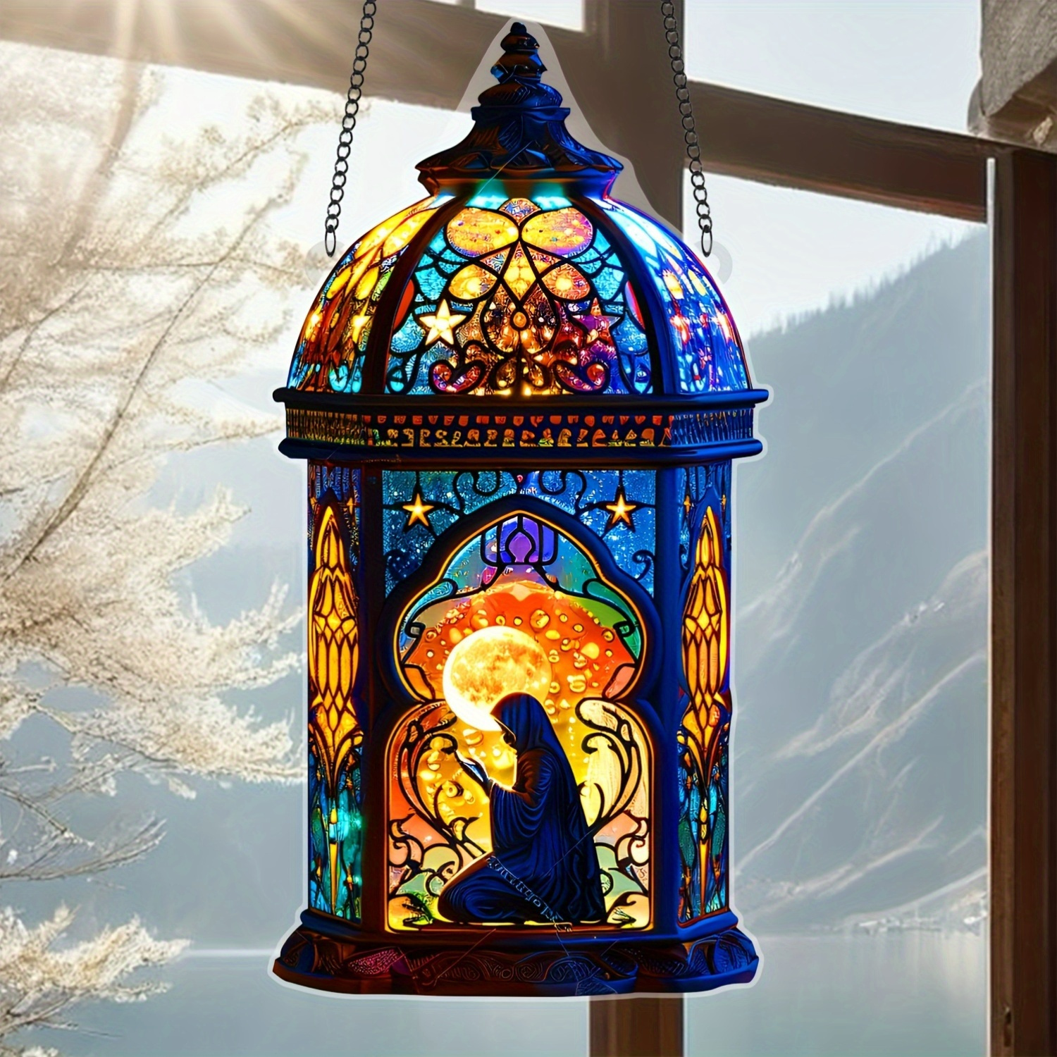 

1pc Classic Acrylic Ramadan Lantern, 8"x4" Wall Hanging Sun , Art Spiritual Wall , Unique Eid Al-fitr Decor, Faith-inspired Room Decoration, Ideal Ramadan Gift