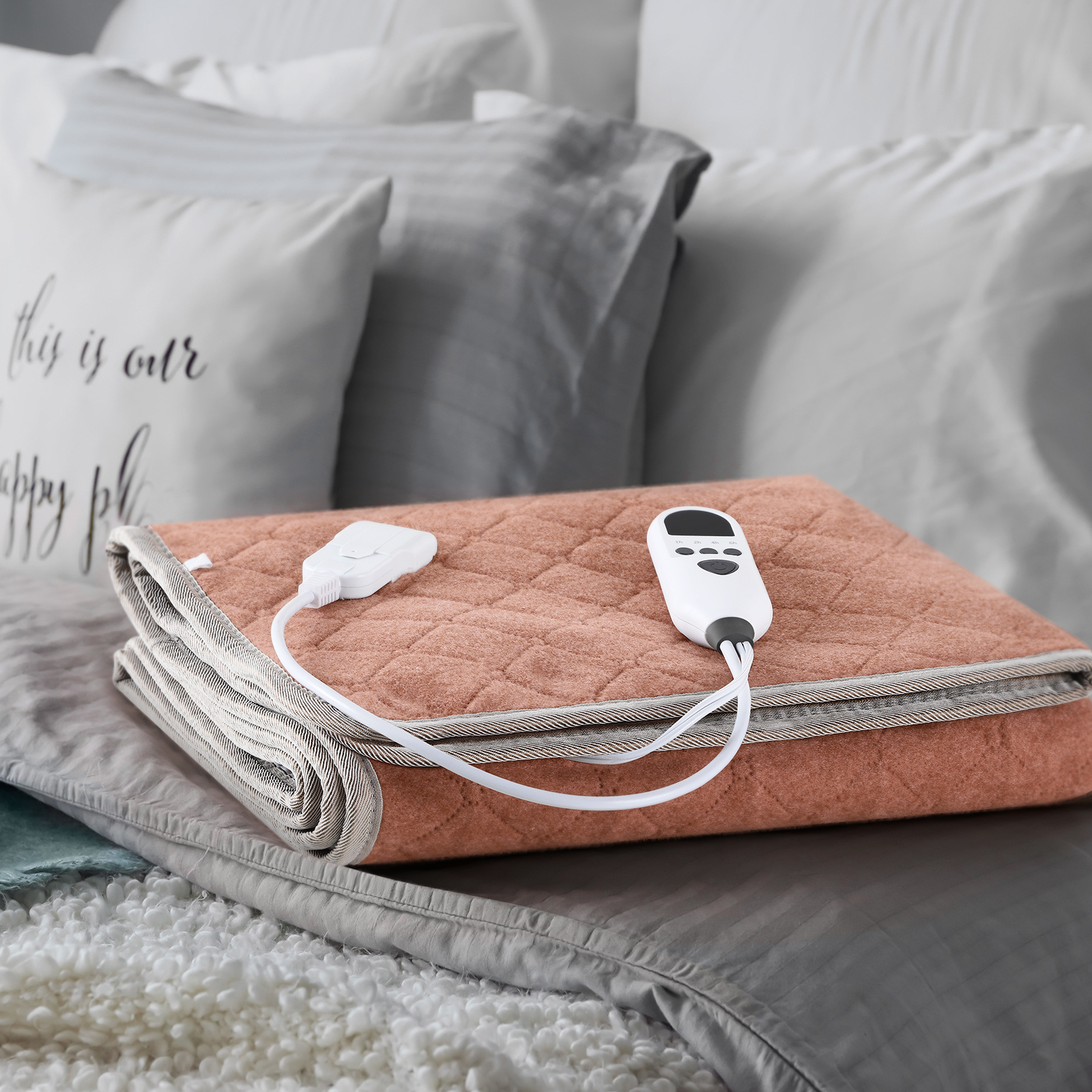 63" X 31" Heating Pad With 9 Heat Settings & 4 Time , Rapid Warming, Led Controller Machine Washable Bed Warmer