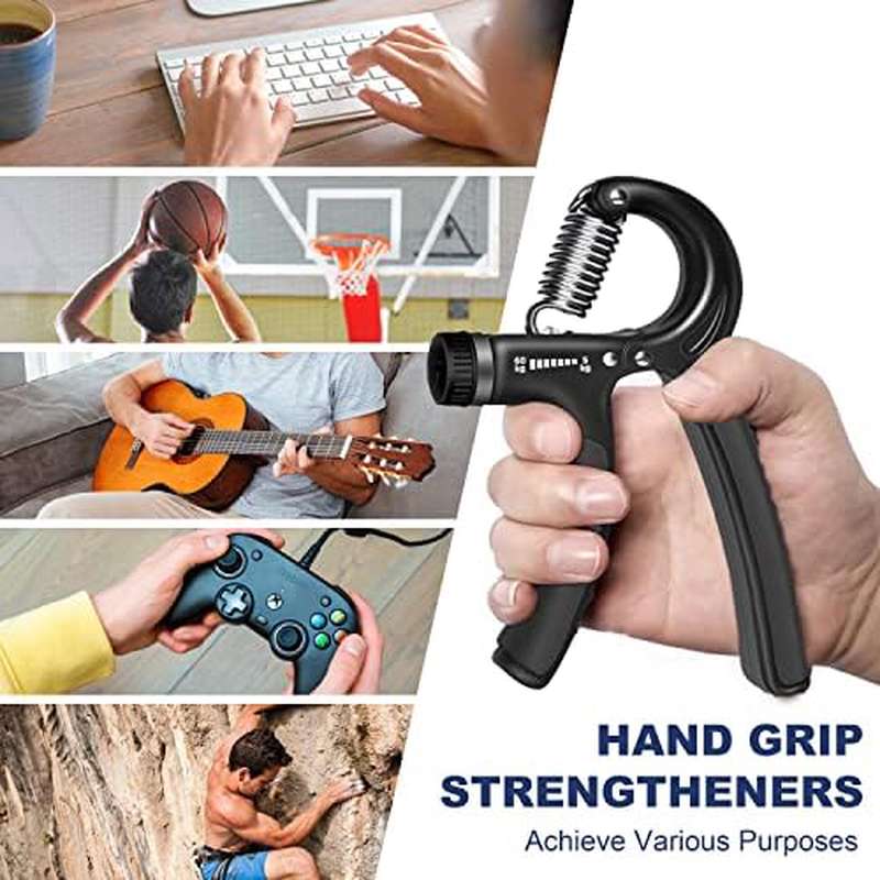 2 pack adjustable grip strength trainer with ergonomic non-slip handle & 11-132 lbs   - heavy duty hand & forearm strengthener for muscle building,   recovery, - durable plastic construction, portable manual operation for home gym, office, travel - ideal for athletes, fitness &   (beginner to advanced) - ideal for    , tennis,, weightlifting training, hand muscle trainer, workout equipment home, wrist strength trainer Product details 5