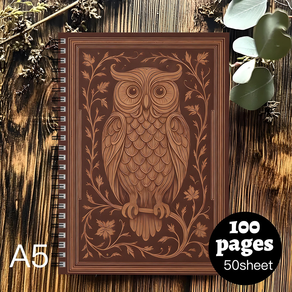 TEMU A Spiral Notebook Diary, A Spiral Notebook Suitable For Journaling And , A Vintage Owl Diary, Nouveau Style Bird Notebook, A Animal Diary, A