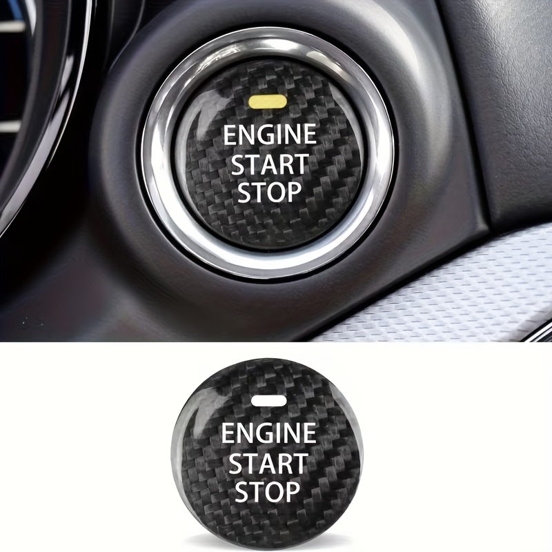 Personalized Modification, Decorative Real Carbon Fiber Sports Car Key Fob Keyless Engine Start Stop Push Button Cover Decorative Sticker, Suitable For 3 6 Additions 1pc, Without Battery