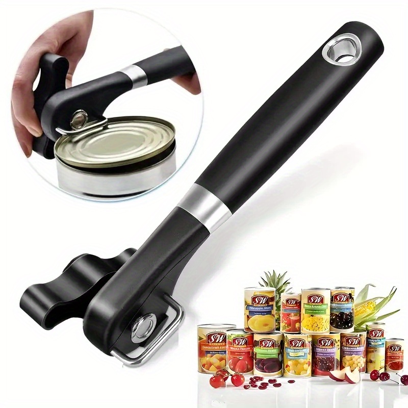 Abrelatas multifunción de 1 pieza con apertura lateral, rápido y fácil, de acero inoxidable, cuchillo de cocina, abrelatas, utensilio de cocina que abre perfectamente conservas, sopas, verduras, carnes— Equipo de servicio de alimentos de grado profesional