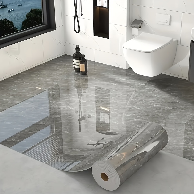 TEMU 1 Roll, Thick Large Roll, 15.7 Inches X 118.1 Inches, Self-adhesive Modern Marble Pattern Floor Tile Sticker, 3mm Thickness, Peel And Stick,