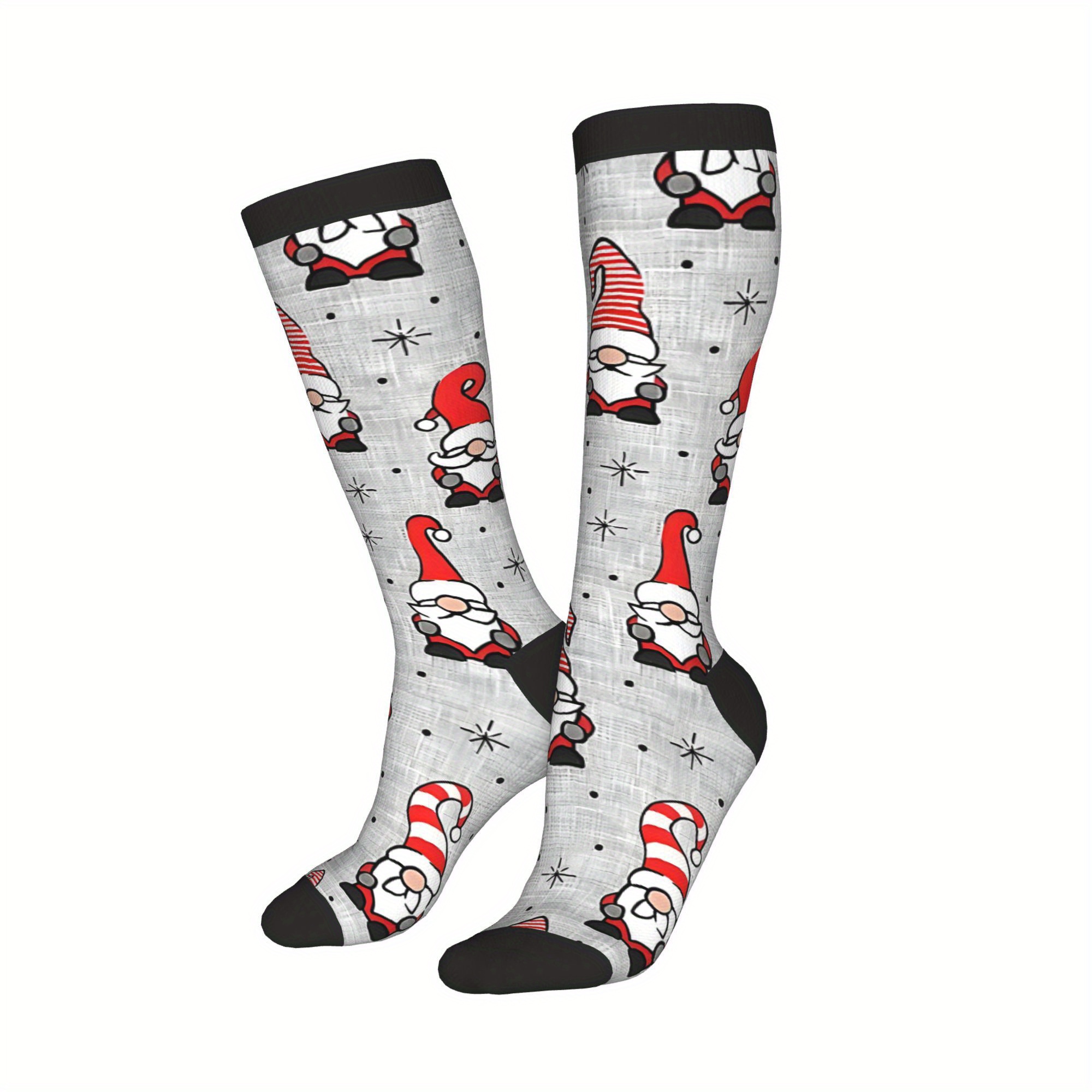 

Funky Christmas Gnomes Socks, Seamless, Novelty Crew Socks For , Breathable Polyester , Best For Christmas