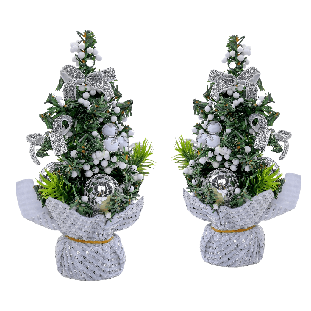 Image of Silvery Christmas Tabletop Decoration, 20cm / 7.87 Inches Tall, Mini Version Of A Christmas Tree, Ideal Christmas Gift For , Small Decorative Christmas Tree