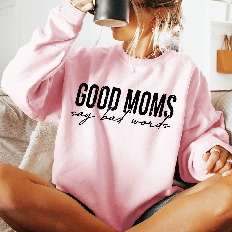 

Sweatshirt Confortable à Imprimé Lettres pour Femme - Col Rond Décontracté, Pull à Manches Longues, pour & l'Hiver, Lavable en Machine, Vêtement