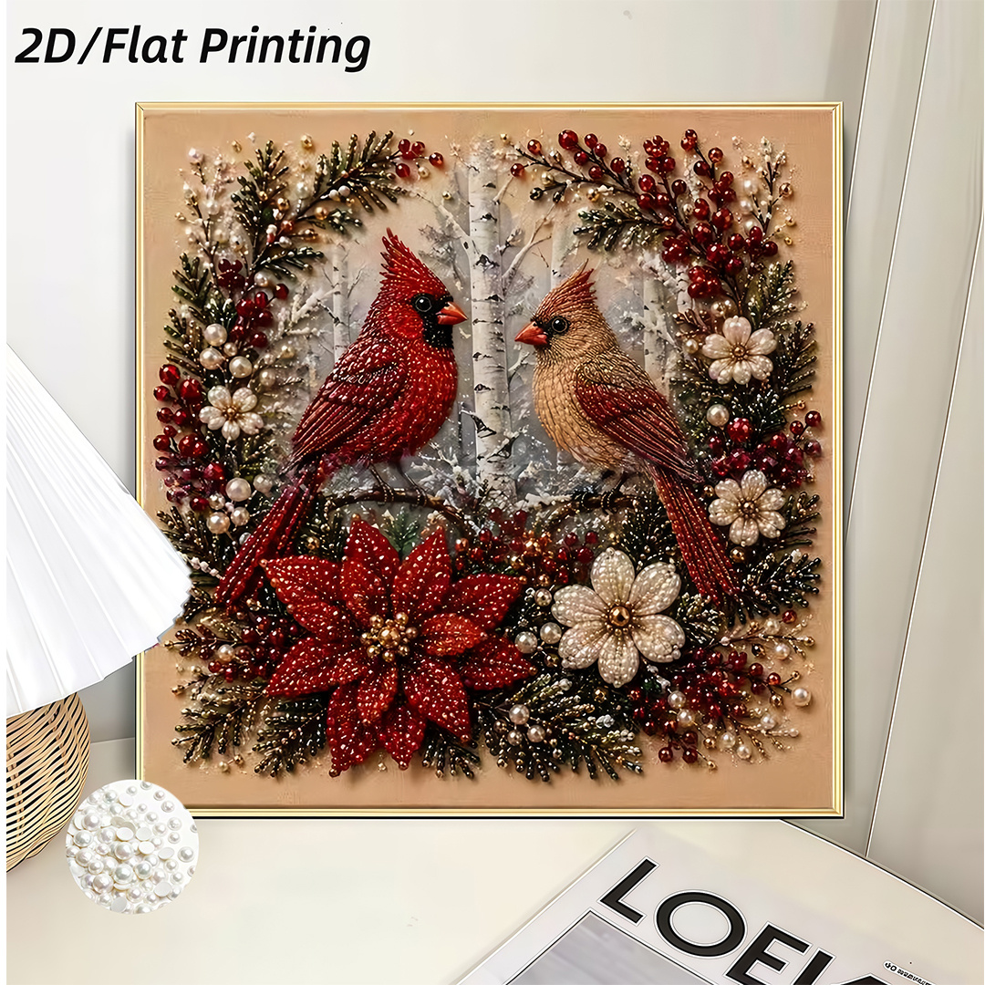 TEMU 2d New Diy Frameless Pearl Painting, Featuring Of And Christmas Flowers, Is A Creative Diamond Painting With Hand- Diamonds And Embellished With