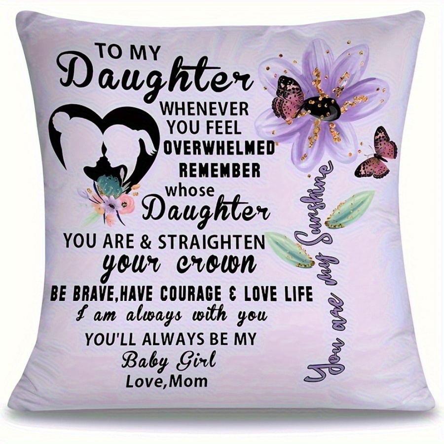TEMU 1pc Gift Dad Pillow Cover 18x18 Inch Print Mixed Color Polyester Fiber Bedroom Sofa Living Room Home Short For Daughter Throw