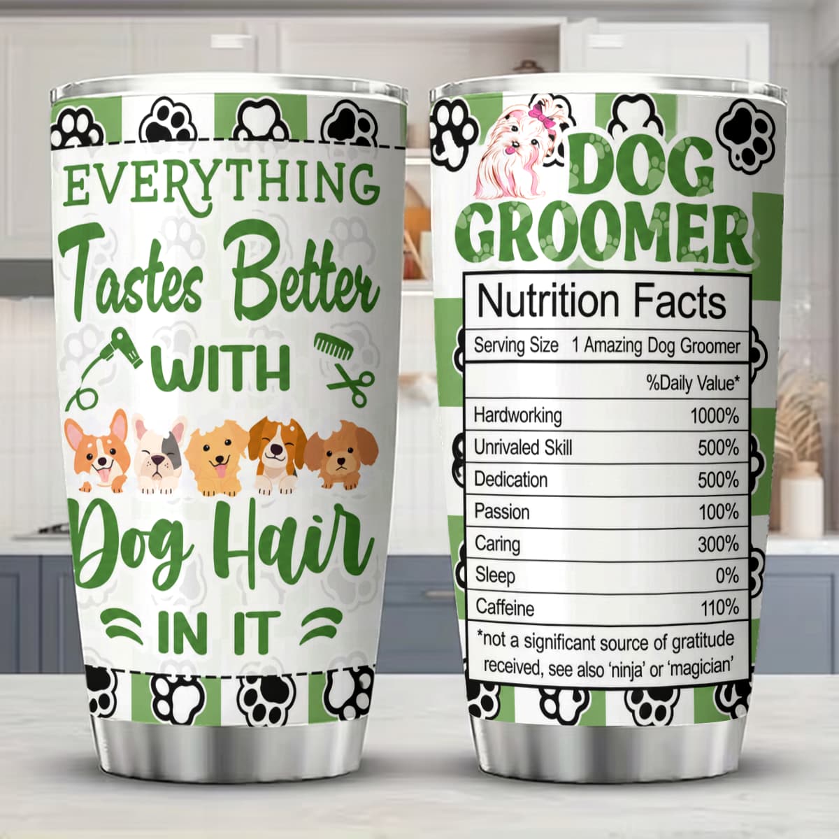 TEMU 1pc 20oz Funny Dog Groomer Everything Better With Dog Hair Stainless Steel Insulated Tumblers Travel Mug With Lid Cup Daily Leakproof And Bpa