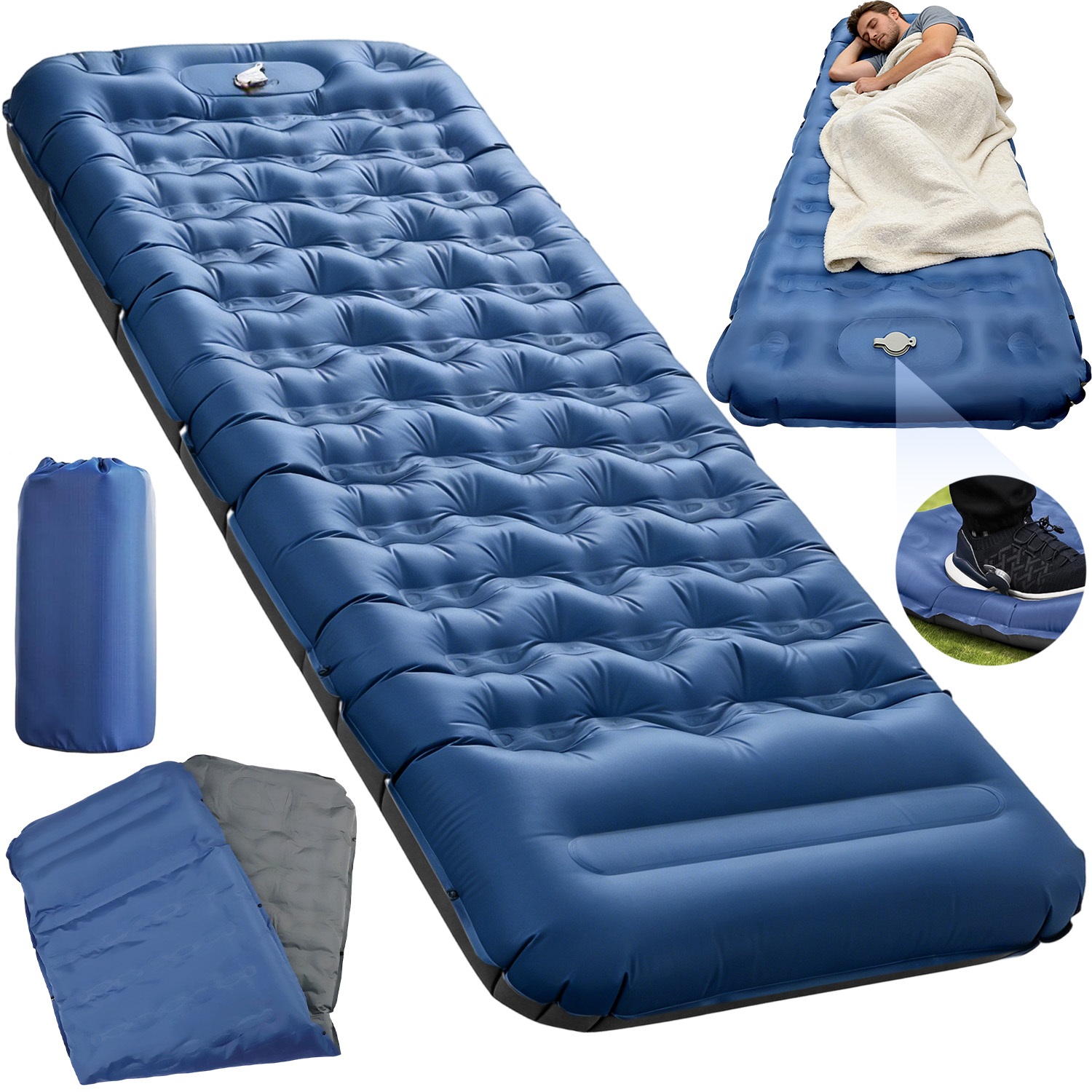 Image of Upgraded Inflatable Rest Mat, Built-in Pillow And Foot Pump, Reinforced Thickened Pad For Camping Mountaineering Fishing Daily